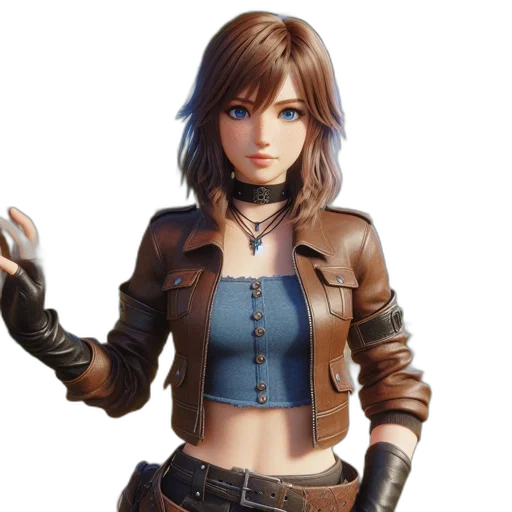 jacket, concept art, fantasy art, 3d render, photorealistic, animated, character, village transparent PNG cut-out