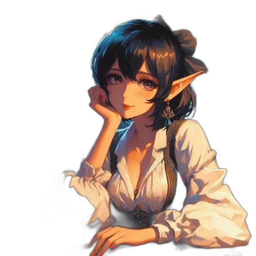 staff, dress, face, dragon, fantasy art, anime, pixel art, concept art transparent PNG cut-out