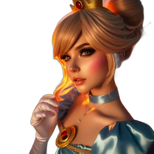 crown, staff, face, dress, fantasy art, 3d render, concept art, photorealistic transparent PNG cut-out