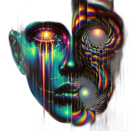 mask, face, robot, cyberpunk, vaporwave, fantasy art, concept art, neon lights transparent PNG cut-out