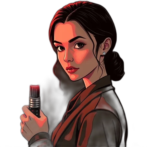 jacket, staff, weapon, comic book art, pixel art, cartoon, concept art, fire transparent PNG cut-out