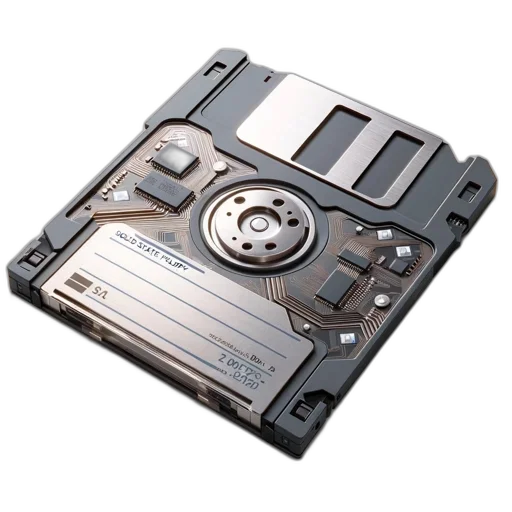 robot, weapon, 3d render, classic, floppy, disk, design, features transparent PNG cut-out