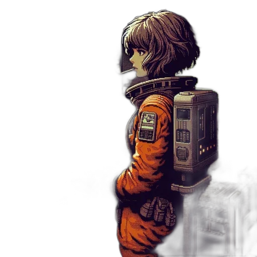 robot, jacket, face, mask, cyberpunk, pixel art, concept art, comic book art transparent PNG cut-out