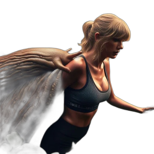 concept art, fantasy art, photorealistic, comic book art, woman, jogs, through, verdant transparent PNG cut-out