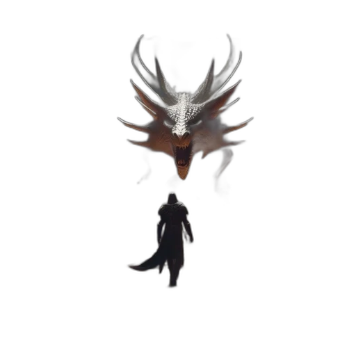 creature, dragon, animal, mask, concept art, fantasy art, pixel art, 3d render transparent PNG cut-out