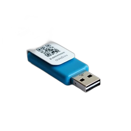 3d render, usb, flash, drive, blue, casing, white, label transparent PNG cut-out