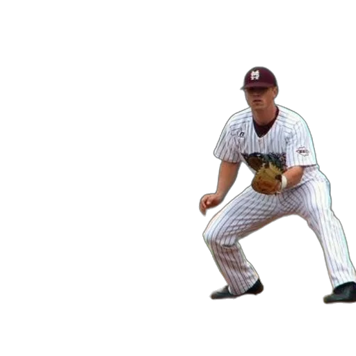 baseball, player, white, uniform, red, stripes, about, tag transparent PNG cut-out