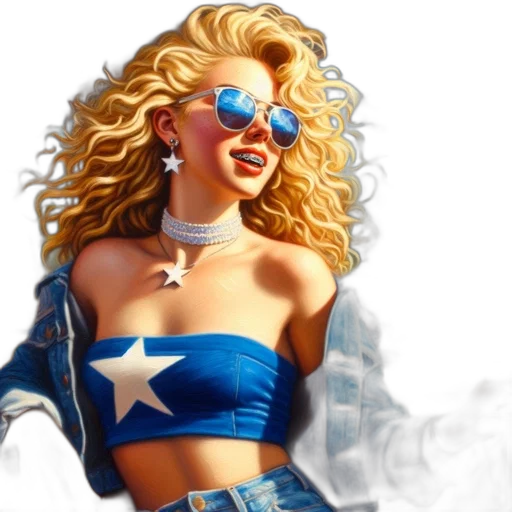 comic book art, concept art, photorealistic, fantasy art, woman, blonde, hair, star-shaped transparent PNG cut-out