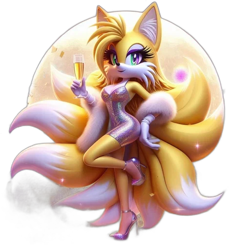 staff, fantasy art, concept art, pixel art, 3d render, golden, animated, fox transparent PNG cut-out