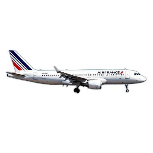 white, airplane, word, airfrance, side, flying, low, over transparent PNG cut-out
