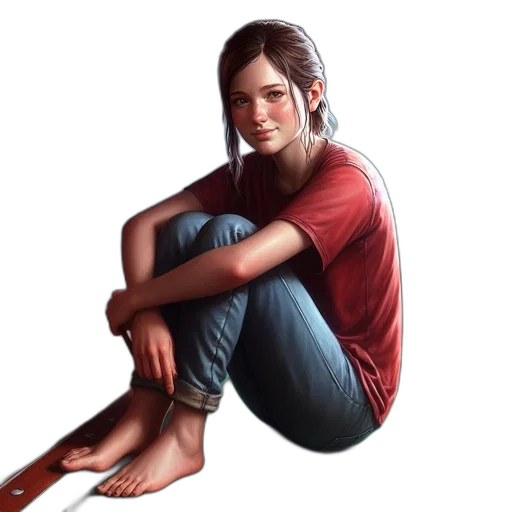 face, concept art, photorealistic, pixel art, fantasy art, red, woman, sits transparent PNG cut-out
