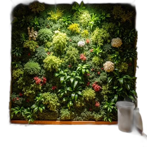 furniture, photorealistic, 3d render, forest, rain, earth tones, green, large transparent PNG cut-out