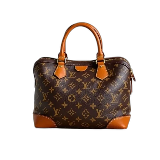 brown, leather, louis, vuitton, handbag, gold-tone, hardware, placed transparent PNG cut-out