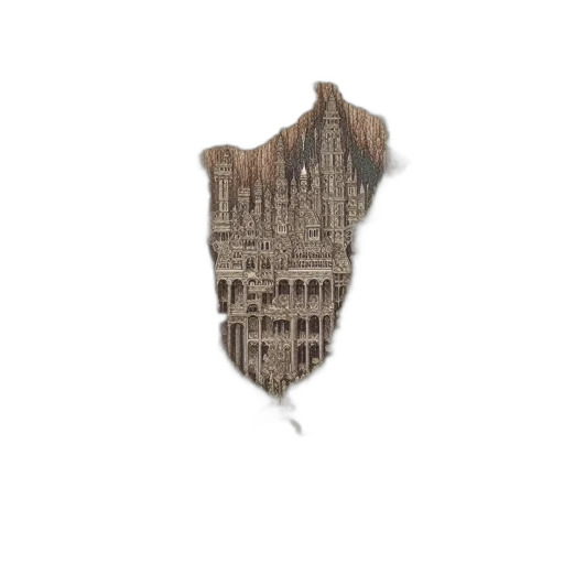 building, dress, crown, shoes, 3d render, concept art, pixel art, earth tones transparent PNG cut-out