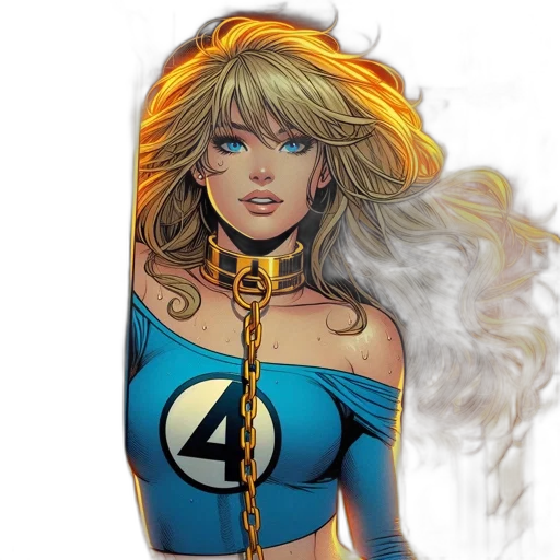 comic book art, concept art, fantasy art, female, superhero, blonde, hair, wears transparent PNG cut-out