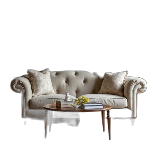 furniture, earth tones, monochrome, signature, 546, sofa, upholstered, back transparent PNG cut-out