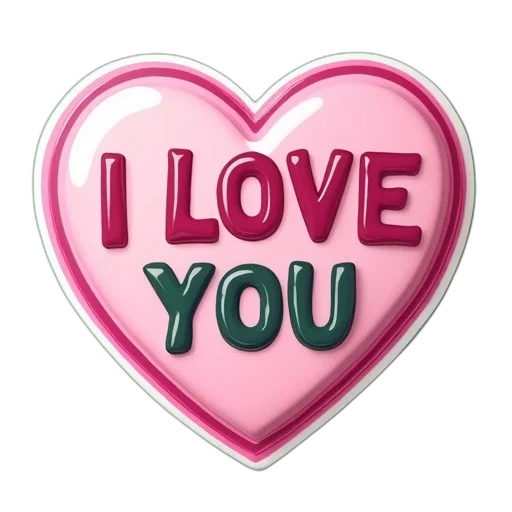 3d render, heart-shaped, sticker, glossy, finish, pink, outline, has transparent PNG cut-out