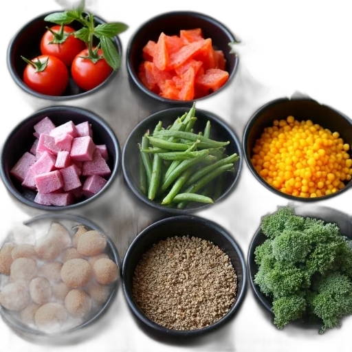 food, raw, ingredients, laid, out, black, bowls, wooden transparent PNG cut-out