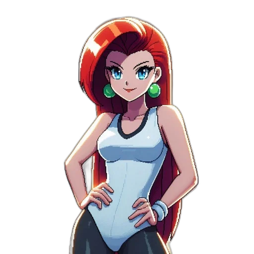 dress, staff, cartoon, concept art, pixel art, anime, red, female transparent PNG cut-out