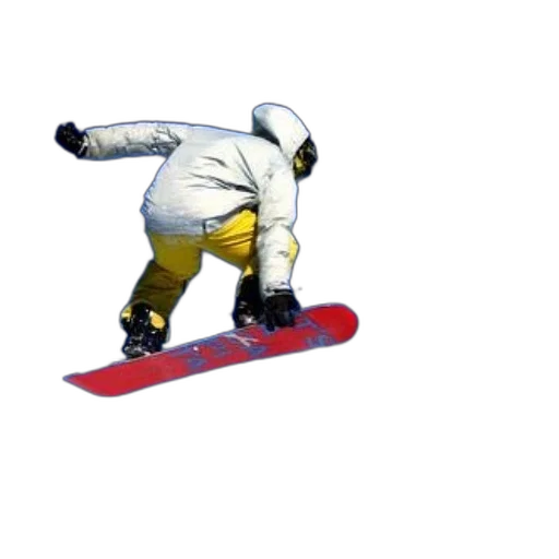 jacket, robot, 3d render, concept art, photorealistic, snowboarder, mid-air, red transparent PNG cut-out