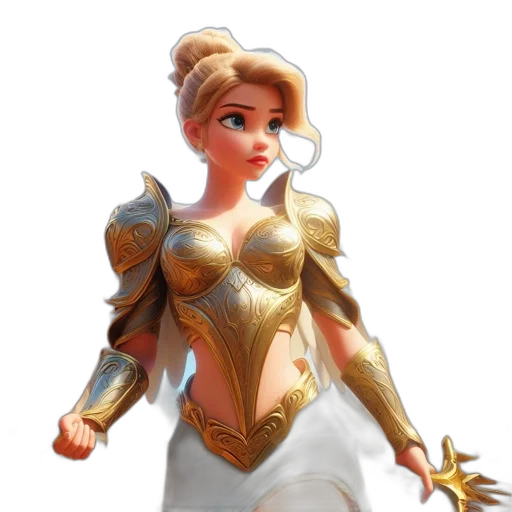 crown, dress, fantasy art, concept art, 3d render, comic book art, golden, armored transparent PNG cut-out