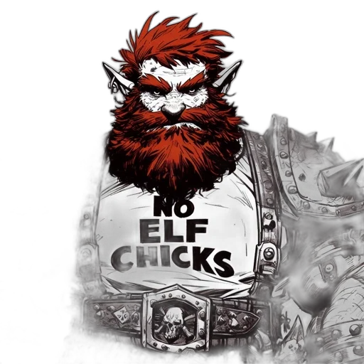 concept art, elvish-looking, man, sporting, striking, red, hair, wears transparent PNG cut-out