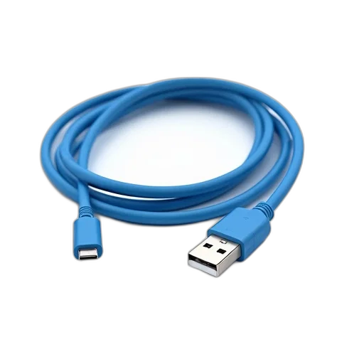 jewelry, 3d render, blue, usb, cable, connector, one, end transparent PNG cut-out