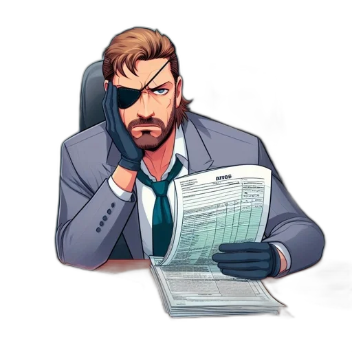 jacket, staff, face, concept art, cartoon, comic book art, pixel art, middle-aged transparent PNG cut-out