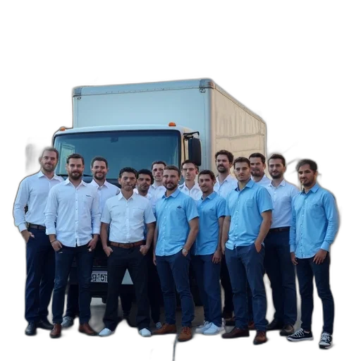 staff, large, group, men transparent PNG cut-out