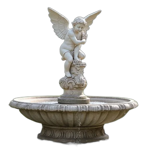 furniture, crown, 3d render, photorealistic, classic, stone, fountain, winged transparent PNG cut-out