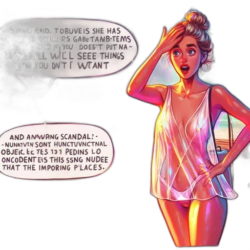dress, concept art, comic book art, cartoon, vaporwave, neon lights, pastel, neon transparent PNG cut-out