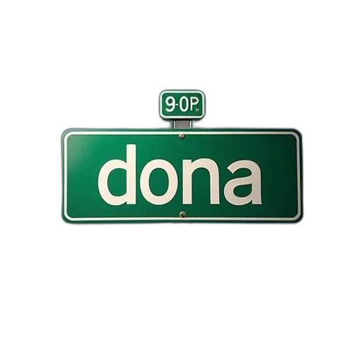staff, 3d render, green, street, sign, words, dona, white transparent PNG cut-out
