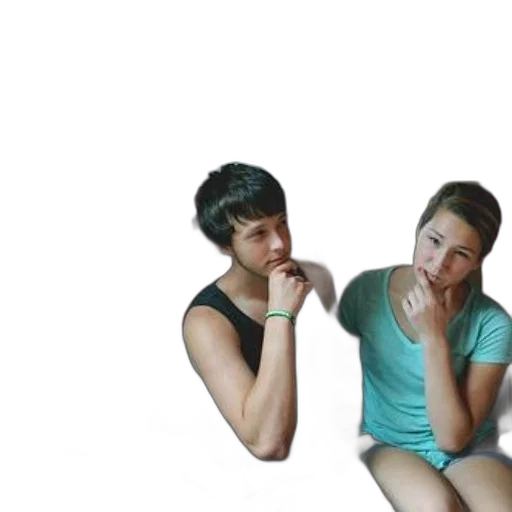 photorealistic, two, individuals, sit transparent PNG cut-out
