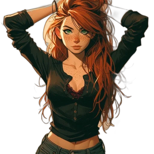 hair, jacket, dress, staff, comic book art, cartoon, fantasy art, concept art transparent PNG cut-out