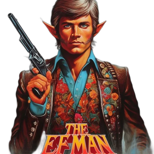 jacket, weapon, comic book art, poster, features, ef-man, elven, figure transparent PNG cut-out
