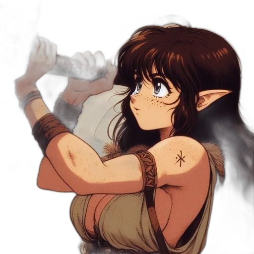 dragon, staff, fantasy art, concept art, watercolor, comic book art, earth tones, elfin transparent PNG cut-out