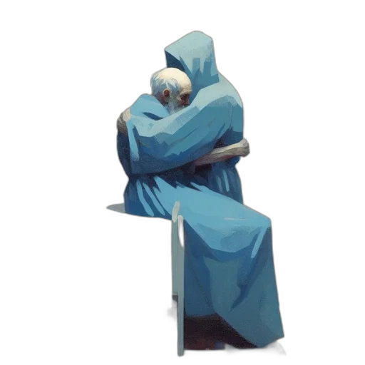 jacket, staff, dress, sword, concept art, 3d render, pixel art, blue transparent PNG cut-out