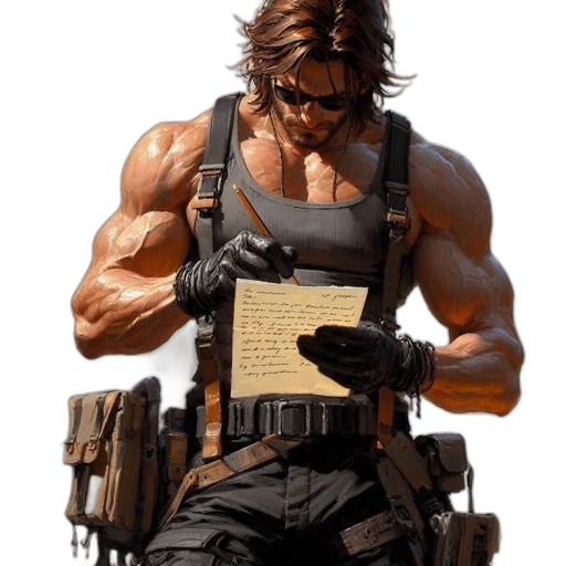weapon, concept art, comic book art, cyberpunk, photorealistic, muscular, man, long transparent PNG cut-out