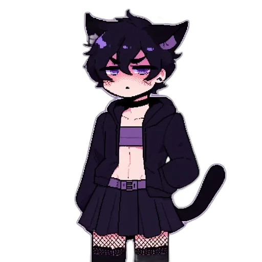 creature, pixel art, anime, vaporwave, cartoon, dark, monochrome, pastel transparent PNG cut-out