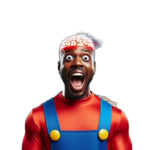face, 3d render, concept art, photorealistic, cartoon, man, resembling, mario transparent PNG cut-out
