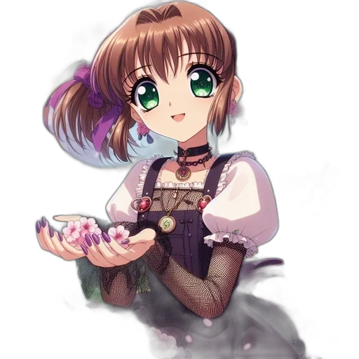 staff, dress, flower, weapon, anime, watercolor, fantasy art, pixel art transparent PNG cut-out