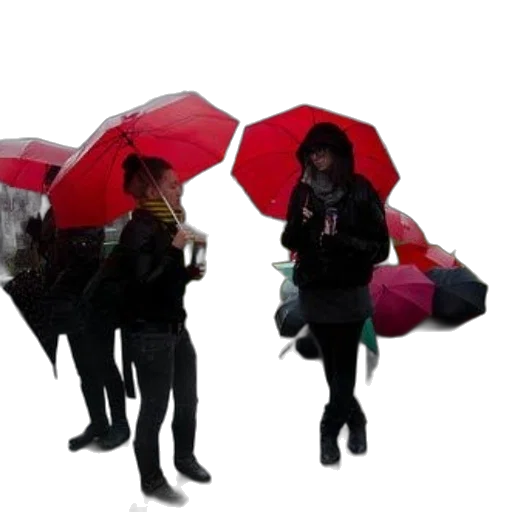 umbrella, jacket, 3d render, concept art, cyberpunk, rain, snow, two transparent PNG cut-out