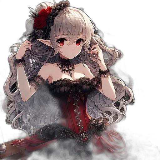 dress, crown, staff, weapon, fantasy art, anime, concept art, pixel art transparent PNG cut-out