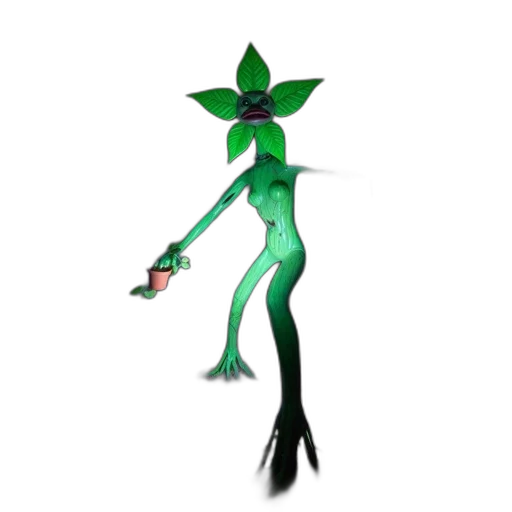 staff, creature, flower, robot, concept art, 3d render, pixel art, fantasy art transparent PNG cut-out