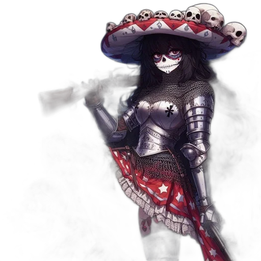 hat, mask, dress, staff, fantasy art, concept art, watercolor, comic book art transparent PNG cut-out