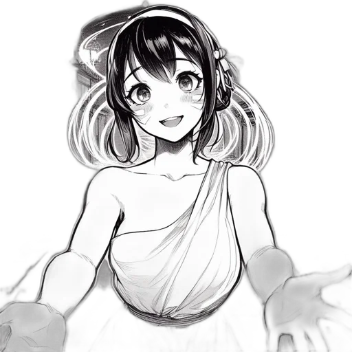 dress, crown, creature, flower, anime, pencil sketch, cartoon, concept art transparent PNG cut-out