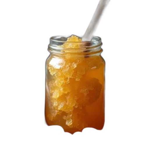 food, bottle, crown, person, holding, jar, filled, honeycomb transparent PNG cut-out