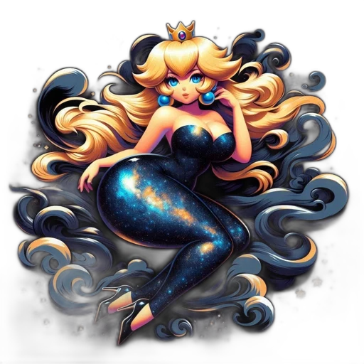 crown, dress, fantasy art, concept art, pixel art, comic book art, outer space, dark transparent PNG cut-out