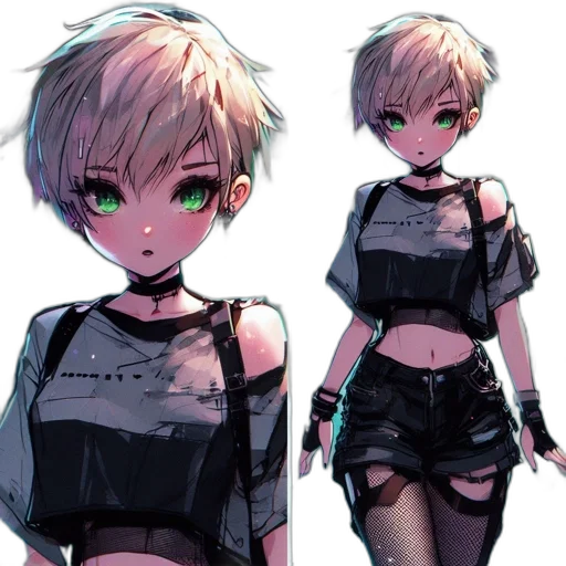 jacket, dress, creature, face, cyberpunk, concept art, anime, pixel art transparent PNG cut-out
