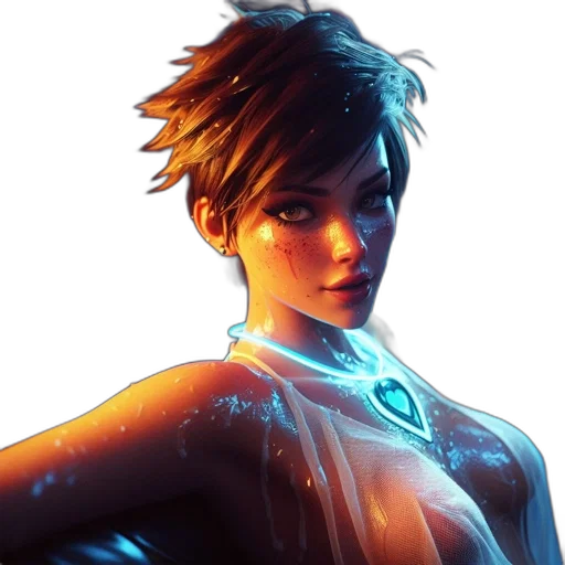 face, robot, staff, concept art, cyberpunk, fantasy art, comic book art, neon lights transparent PNG cut-out
